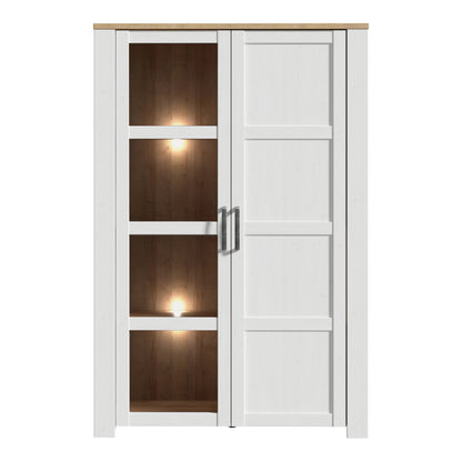 Bohol Display Cabinet with LED Lights in White Riviera Oak