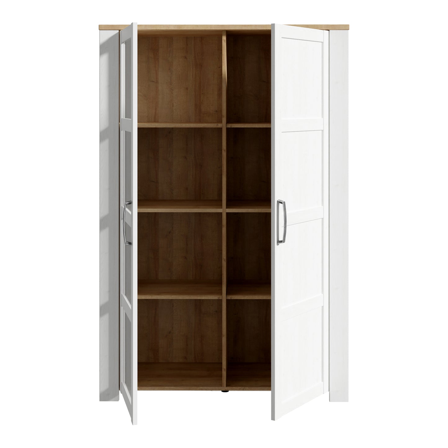 Bohol Display Cabinet with LED Lights in White Riviera Oak