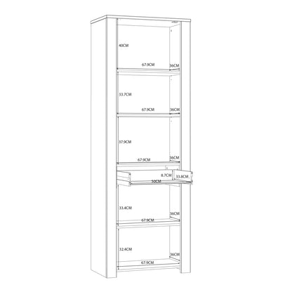 Bohol Narrow Display Cabinet with LED Lights in Navy Riviera Oak