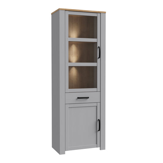 Whisper Narrow Display Cabinet with LED Lights in Grey