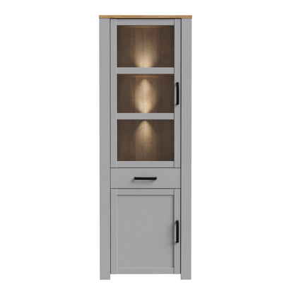 Whisper Narrow Display Cabinet with LED Lights in Grey