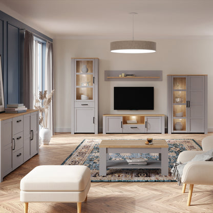 Whisper Narrow Display Cabinet with LED Lights in Grey