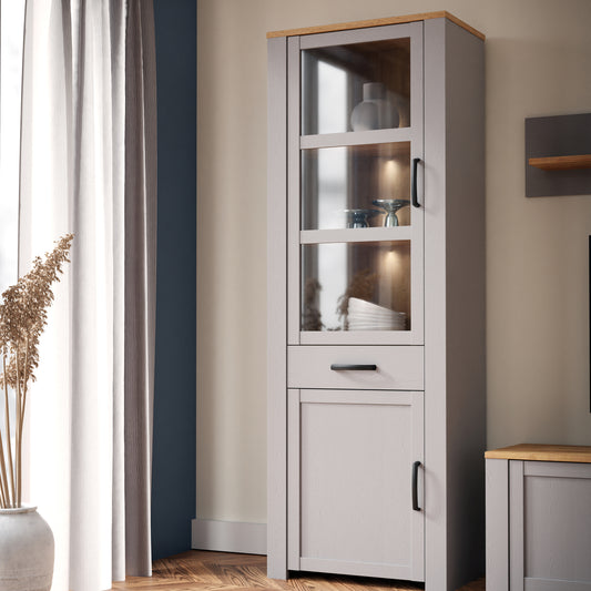Whisper Narrow Display Cabinet with LED Lights in Grey