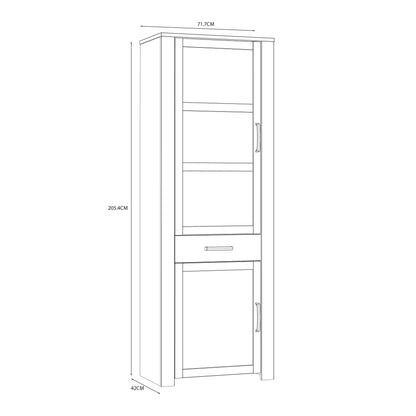 Bohol Narrow Display Cabinet with LED Lights in White Riviera Oak