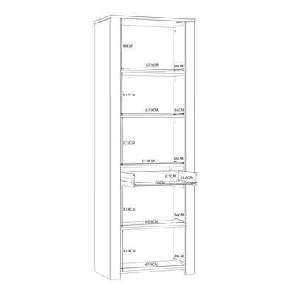 Bohol Narrow Display Cabinet with LED Lights in White Riviera Oak