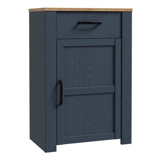 Bohol 1 Door 1 Drawer Shoe Cabinet in Navy/Riviera Oak
