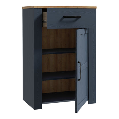 Bohol 1 Door 1 Drawer Shoe Cabinet in Navy/Riviera Oak