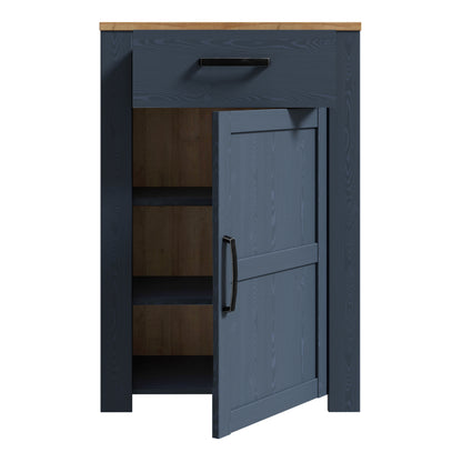Bohol 1 Door 1 Drawer Shoe Cabinet in Navy/Riviera Oak