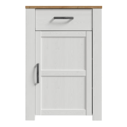 Bohol 1 Door 1 Drawer Shoe Cabinet in White/Riviera Oak