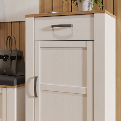Bohol 1 Door 1 Drawer Shoe Cabinet in White/Riviera Oak