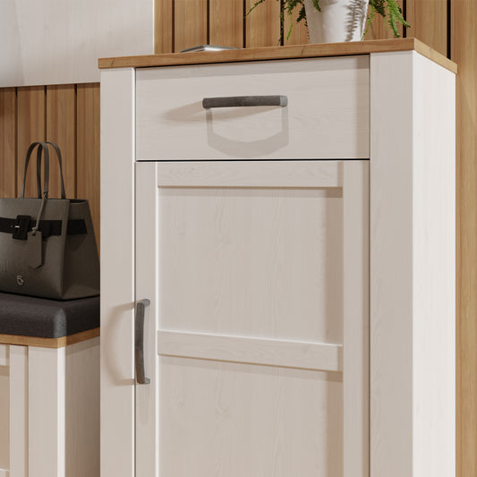Bohol 1 Door 1 Drawer Shoe Cabinet in White/Riviera Oak