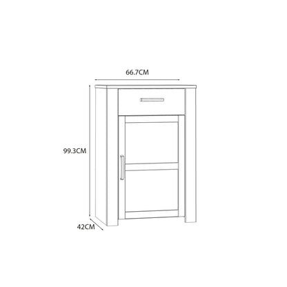 Bohol 1 Door 1 Drawer Shoe Cabinet in White/Riviera Oak