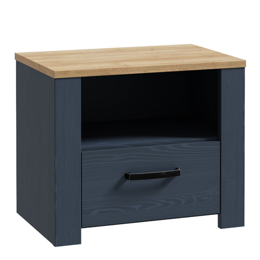 Bohol 1 Drawer Bedside in Navy/Riviera Oak
