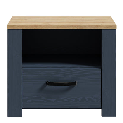 Bohol 1 Drawer Bedside in Navy/Riviera Oak