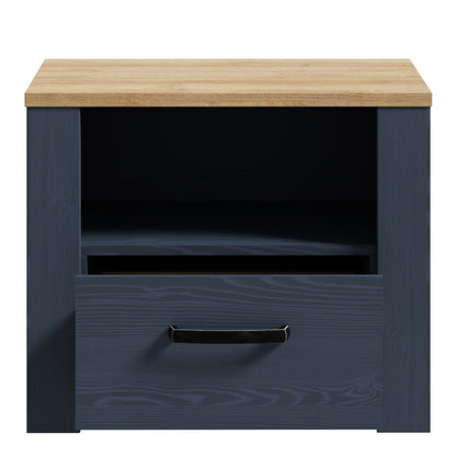 Bohol 1 Drawer Bedside in Navy/Riviera Oak