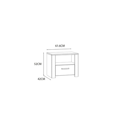 Bohol 1 Drawer Bedside in Navy/Riviera Oak
