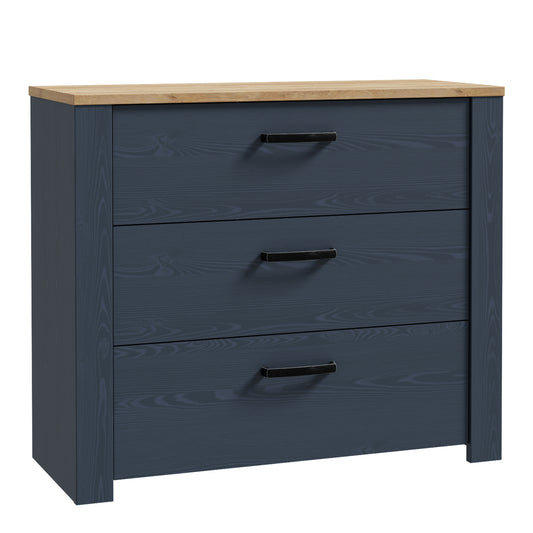 Bohol 3 Drawer Chest in Navy/Riviera Oak