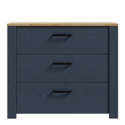 Bohol 3 Drawer Chest in Navy/Riviera Oak