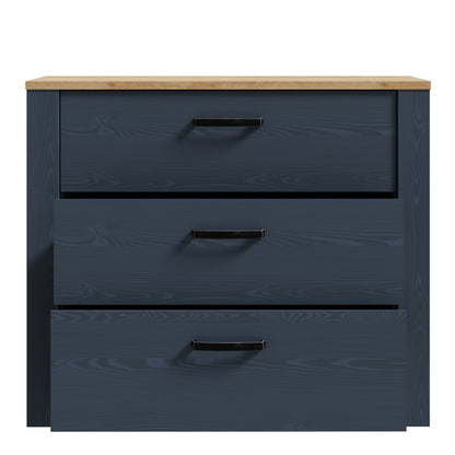 Bohol 3 Drawer Chest in Navy/Riviera Oak