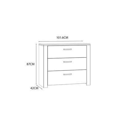 Bohol 3 Drawer Chest in Navy/Riviera Oak