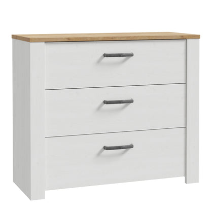 Bohol 3 Drawer Chest in White/Riviera Oak
