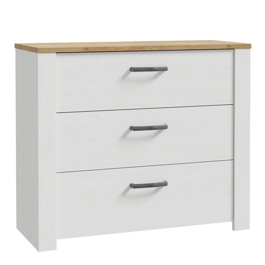 Bohol 3 Drawer Chest in White/Riviera Oak