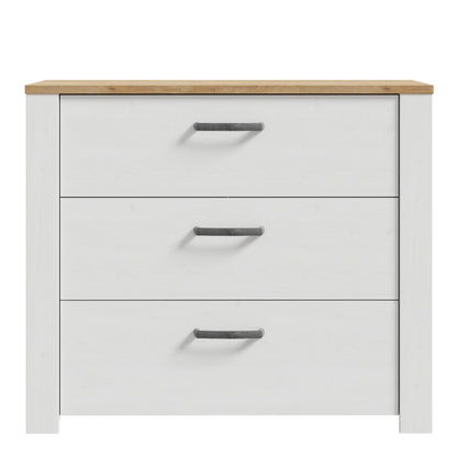 Bohol 3 Drawer Chest in White/Riviera Oak