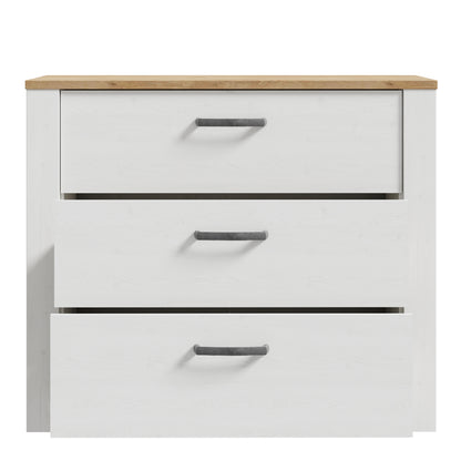 Bohol 3 Drawer Chest in White/Riviera Oak