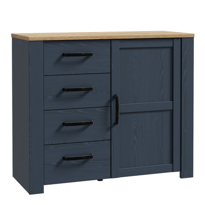 Bohol 1 Door 4 Drawer Chest in Navy/Riviera Oak