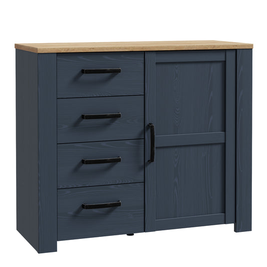 Bohol 1 Door 4 Drawer Chest in Navy/Riviera Oak