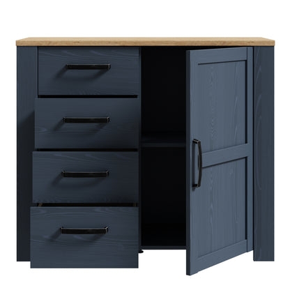 Bohol 1 Door 4 Drawer Chest in Navy/Riviera Oak