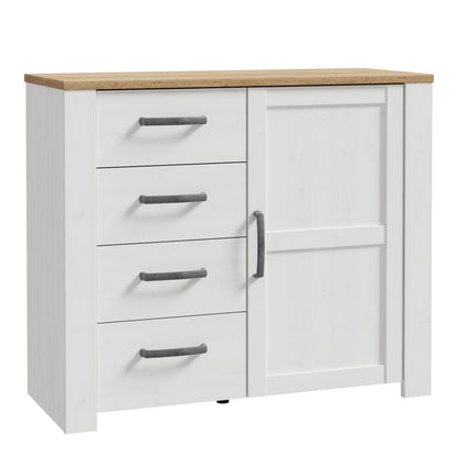 Bohol 1 Door 4 Drawer Chest in White/Riviera Oak