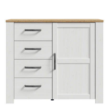 Bohol 1 Door 4 Drawer Chest in White/Riviera Oak