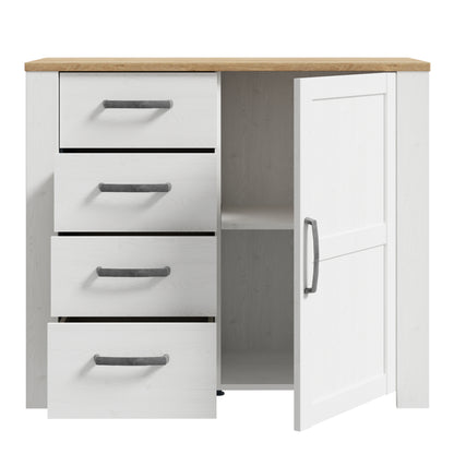 Bohol 1 Door 4 Drawer Chest in White/Riviera Oak