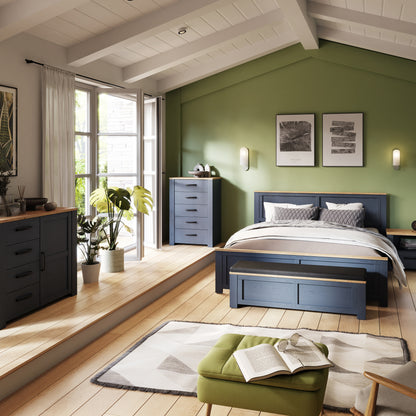 Bohol 5 Drawer Narrow Chest in Navy/Riviera Oak