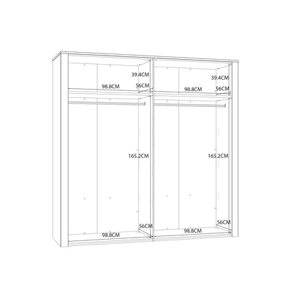 Whisper 2 Mirrored Door Wardrobe in White