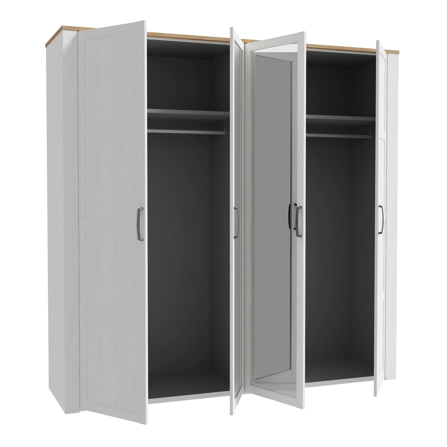 Whisper 2 Mirrored Door Wardrobe in White