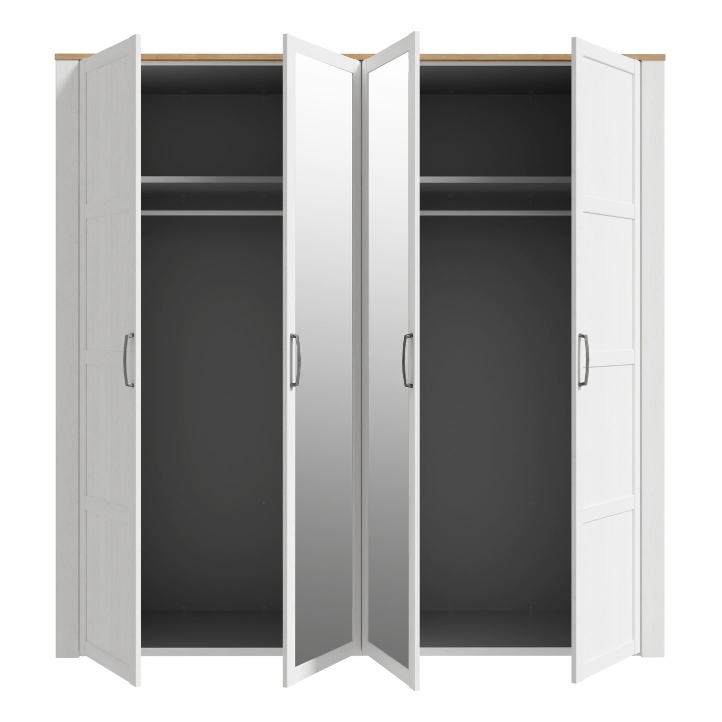 Whisper 2 Mirrored Door Wardrobe in White