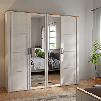 Whisper 2 Mirrored Door Wardrobe in White