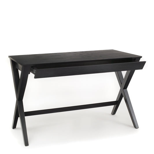 Black desk with X-shaped legs 