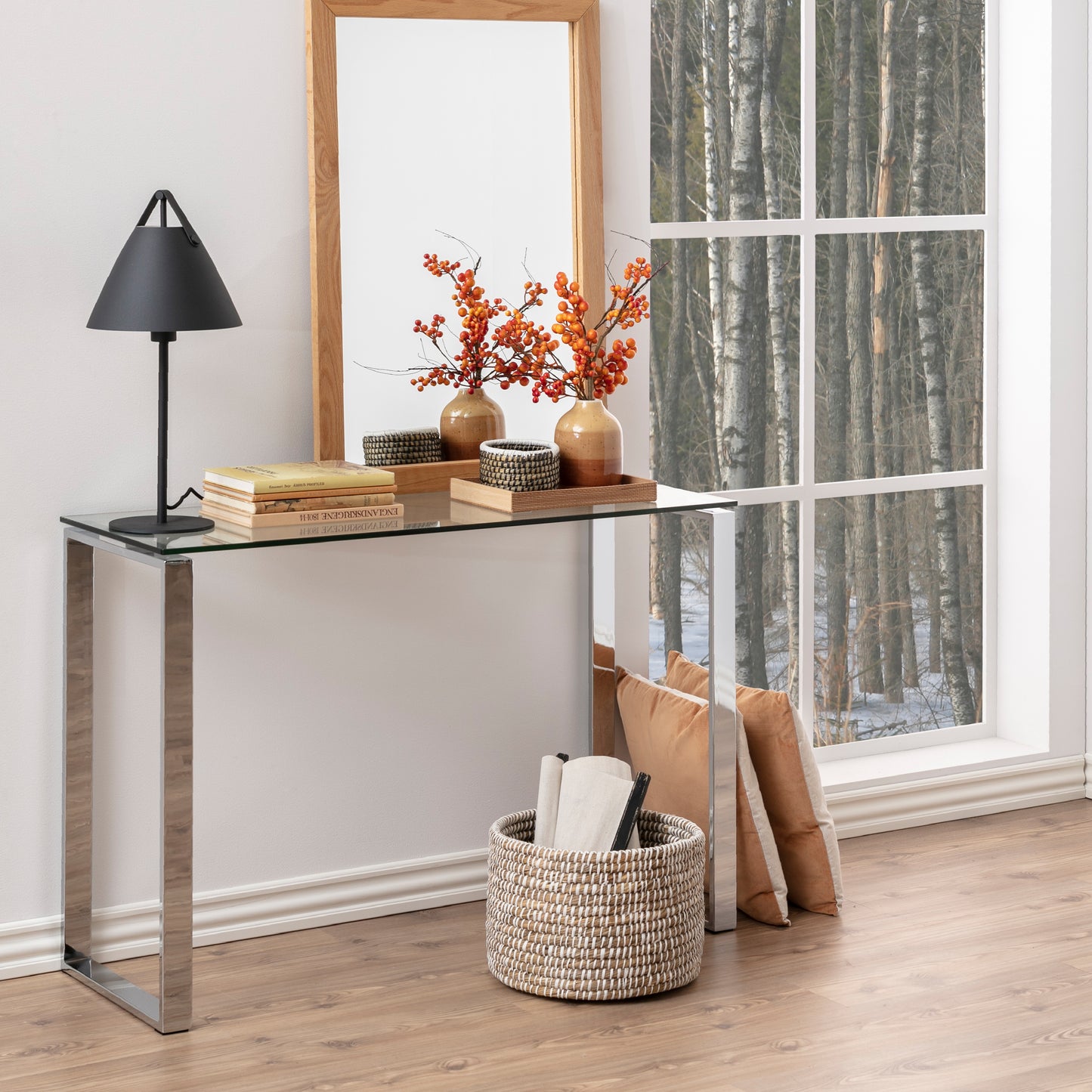 Element Console Table with Glass Top