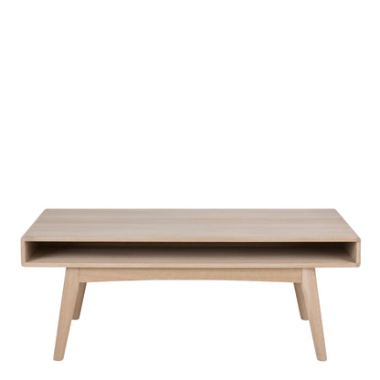 Echo Coffee Table with Open Shelf in White Oak