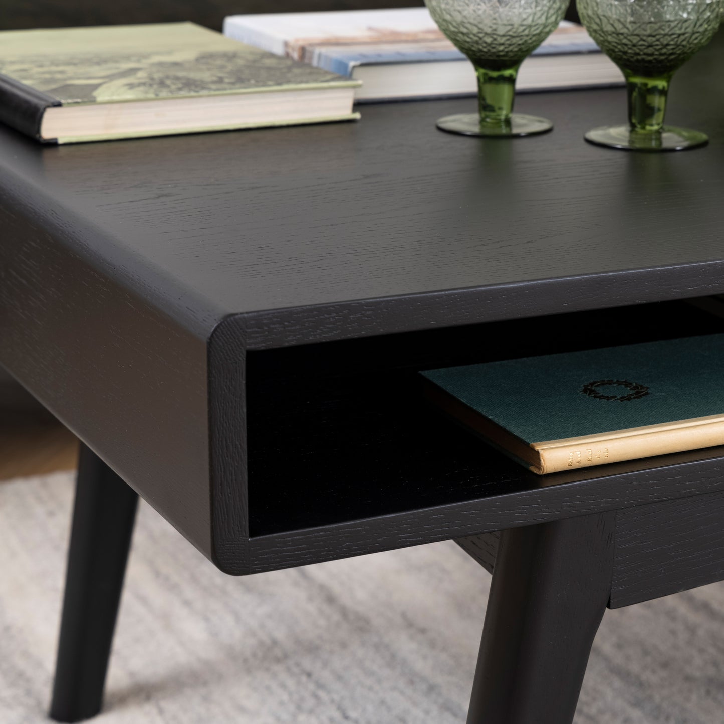 Echo Coffee Table with Open Shelf in Black
