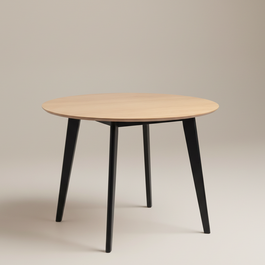 Orion Round Dining Table in Oak & Black