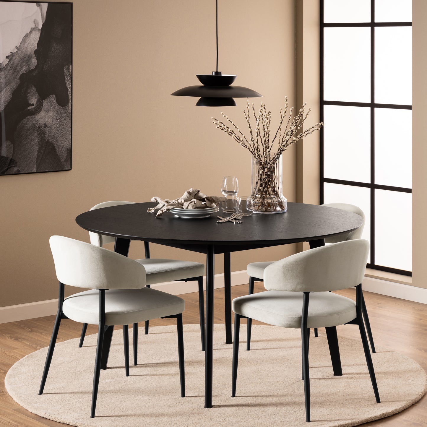 Orion Round Dining Table in Black 140cm