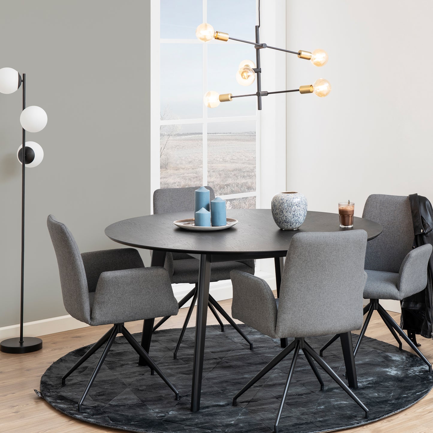 Orion Round Dining Table in Black 140cm