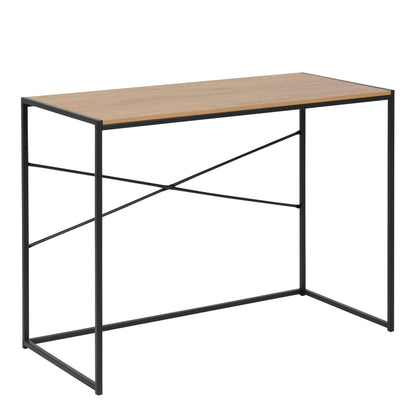 Wooden desk with black metal frame