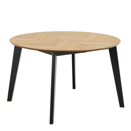 Georgetown Round Dining Table in Oak & Black 198x75.5cm