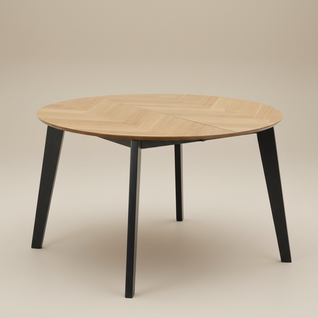 Georgetown Round Dining Table in Oak & Black 198x75.5cm