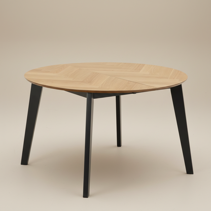Georgetown Round Dining Table in Oak & Black 198x75.5cm